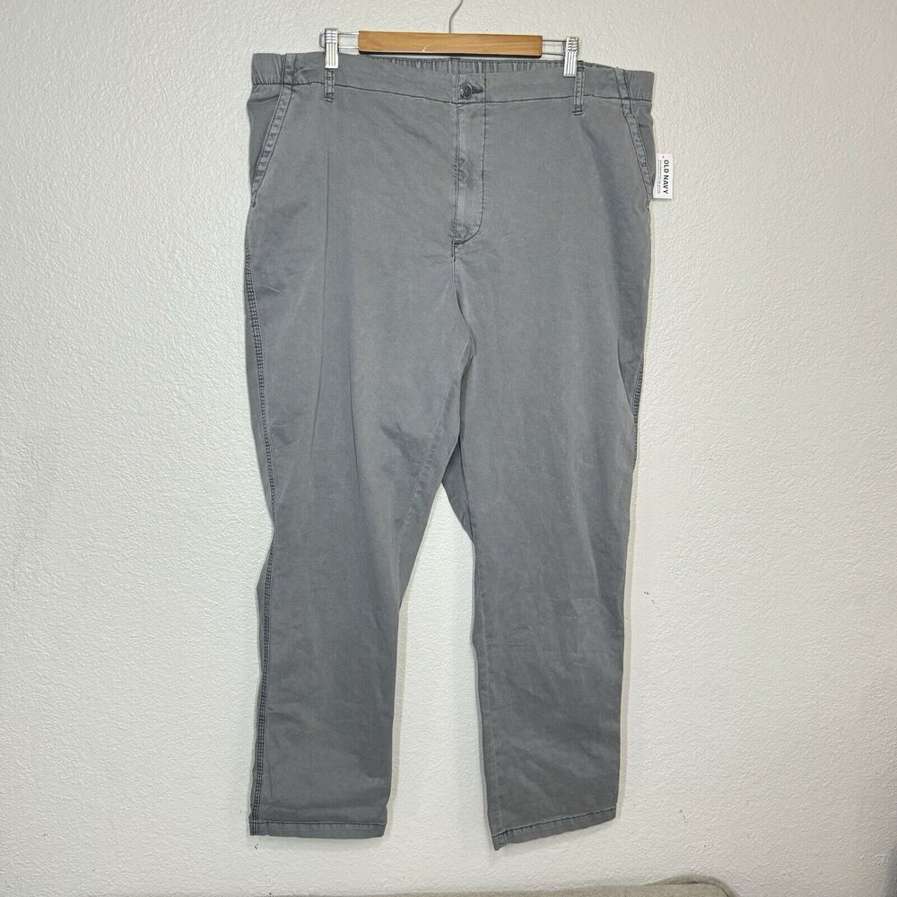 Old Navy Pants Women XXL Tall Gray Ankle Chino Pockets High Waist Classic NEW